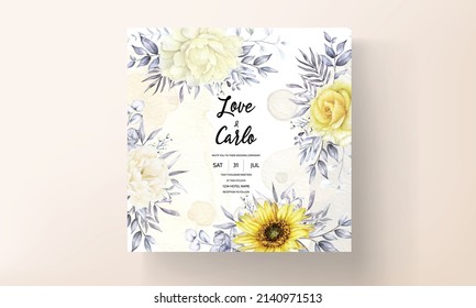 watercolor floral wedding invitation card set template