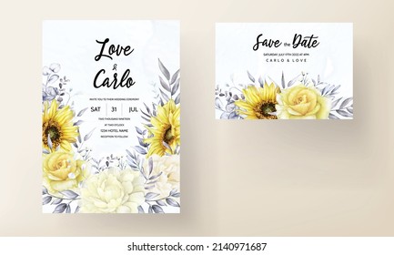 watercolor floral wedding invitation card set template
