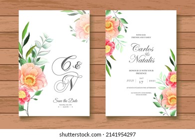 Watercolor Floral Wedding Invitation Card Set