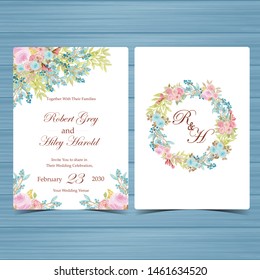 watercolor floral wedding invitation with gorgeous and romantic flowers