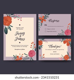 watercolor floral wedding invitation template design