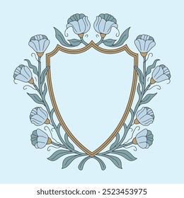 Watercolor floral wedding monogram. Watercolor crest with flower, leaves vector illustration.