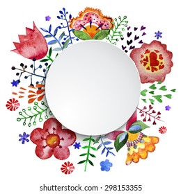 Watercolor floral wreath creator. Set of hand drawn  plants, berries, leaves and flowers for design various combinations. You can create your own compositions using elements.