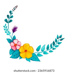 Watercolor floral wreaths hand painted watercolor - DIY flowers, green leaves, elements collection - for bouquets, wreaths, arrangements, wedding invitations, anniversaries, birthdays, postcards,