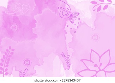Watercolor flower abstract art background with floral paint brush leaves and flowers nature design for cover, wall art, invitation, fabric, poster, canvas print.