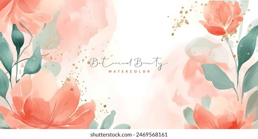 watercolor flower abstract, pastel color floral background watercolor