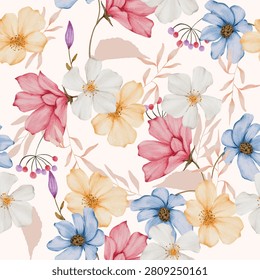 Watercolor Flower All Over Pattern
