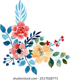 Watercolor flower Arrangement bouquet for background, wedding, fabric, textile, greeting, card, wallpaper, banner, sticker, decoration etc.