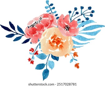 Watercolor flower Arrangement bouquet for background, wedding, fabric, textile, greeting, card, wallpaper, banner, sticker, decoration etc.