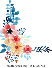 Watercolor flower Arrangement bouquet for background, wedding, fabric, textile, greeting, card, wallpaper, banner, sticker, decoration etc.