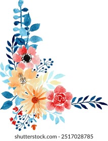 Watercolor flower Arrangement bouquet for background, wedding, fabric, textile, greeting, card, wallpaper, banner, sticker, decoration etc.