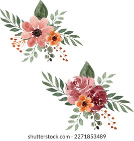 Watercolor Flower Arrangement Bouquet, Watercolor Flower, Spring Flower