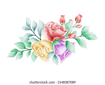 Watercolor Flower Arrangement. Flower Arrangement for Invitation Card