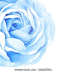 Watercolor Flower Background Of Blue Roses