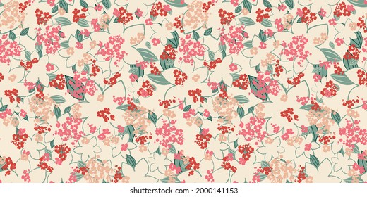 Watercolor flower background. Hand painted seamless pattern. Modern floral textile for spring summer home decor. Decorative style colorful nature all over print