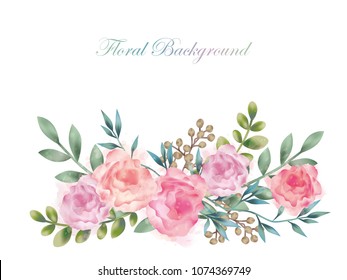 Watercolor flower background illustration with text space, vector illustration.