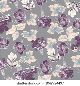 Watercolor Flower background.  Liberty style. fabric, covers, manufacturing, wallpapers, print, gift wrap.