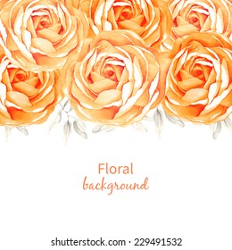 Watercolor flower background of roses