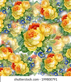 Watercolor flower background. seamless pattern vector