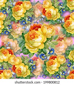 Watercolor flower background. seamless pattern vector