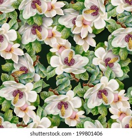 Watercolor flower background. seamless pattern vector