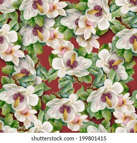 Watercolor flower background. seamless pattern vector