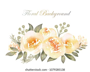 Watercolor flower background with text space, vector illustration.
