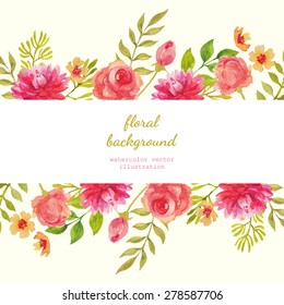 Watercolor Flower Background. Vector Illustration