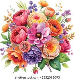 ilustração de banquete de flor de aquarela, Dia dos Namorados Silhueta Especial