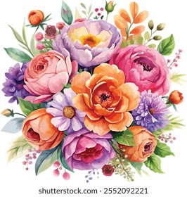 ilustração de banquete de flor de aquarela, Dia dos Namorados Silhueta Especial