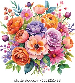 ilustração de banquete de flor de aquarela, Dia dos Namorados Silhueta Especial