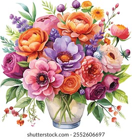 ilustração de banquete de flor de aquarela, Dia dos Namorados Silhueta Especial