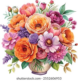 watercolor flower banquet illustration, Valentine Day Special Silhouette