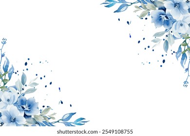 Watercolor flower blue color for wedding, birthday, card, background, invitation, wallpaper, sticker, decoration etc.