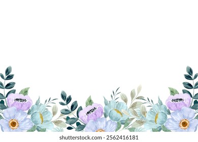 Watercolor flower border for wedding, birthday, card, background, invitation, wallpaper, sticker, decoration etc.