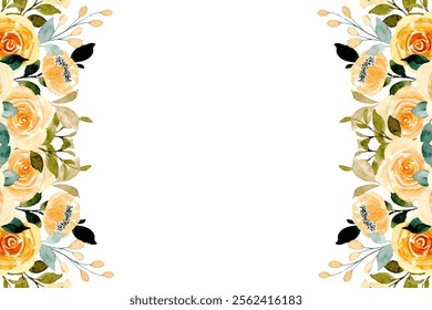 Watercolor flower border for wedding, birthday, card, background, invitation, wallpaper, sticker, decoration etc.