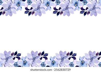 Watercolor flower border for wedding, birthday, card, background, invitation, wallpaper, sticker, decoration etc.