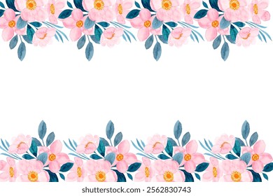 Watercolor flower border for wedding, birthday, card, background, invitation, wallpaper, sticker, decoration etc.