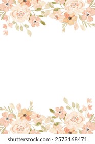 Watercolor flower border for wedding, birthday, card, background, invitation, wallpaper, sticker, decoration etc.