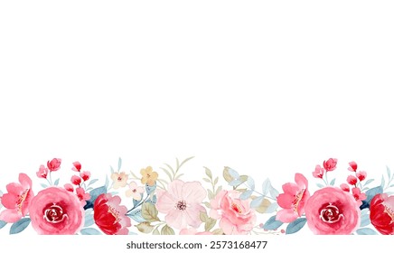 Watercolor flower border for wedding, birthday, card, background, invitation, wallpaper, sticker, decoration etc.