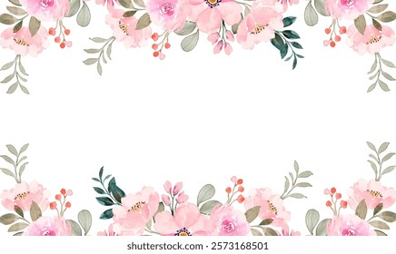 Watercolor flower border for wedding, birthday, card, background, invitation, wallpaper, sticker, decoration etc.