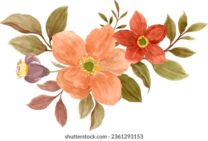 Watercolor flower bouquet for background, wedding, fabric, textile, greeting, card, wallpaper, banner, sticker, decoration etc.