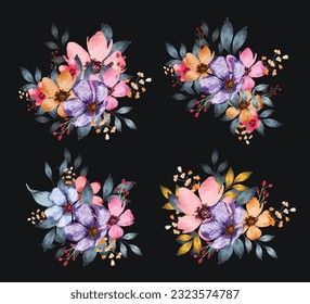 Watercolor flower bouquet for floral frame design