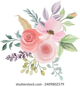 watercolor flower bouquet illustration, watercolor flower bouquet for wedding decoration, greeting, wallpaper, fashion, background.