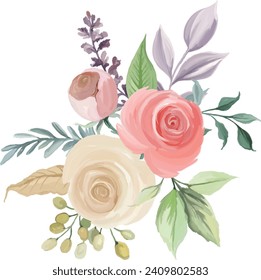 watercolor flower bouquet illustration, watercolor flower bouquet for wedding decoration, greeting, wallpaper, fashion, background.