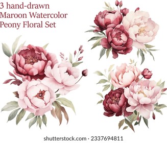 Watercolor Flower Bouquet Vintage Decoration, Transparent Floral Clipart for Wedding Card