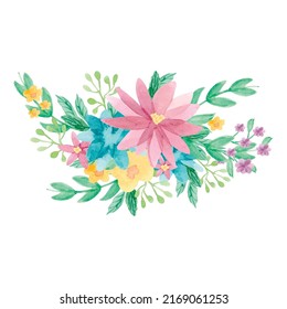 Watercolor flower branch composition. Vector illustration