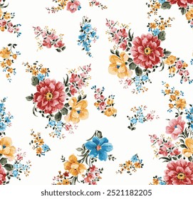 watercolor flower bunch. seamless  floral pattern.   hand drawn botanical flower arrangements. perfect for wallpaper, fabric, fashion prints, wraping paper.