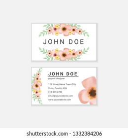 watercolor flower business card design