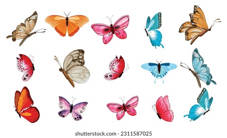 Watercolor flower circle background butterfly design vector eps 